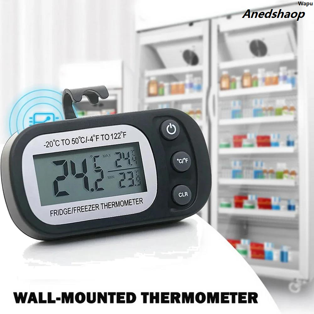 WapuSpecial Fridge Thermometer with Hook Anti-Humidity Refrigerator Freezer Luxury Electric Digital Thermometer Temperature Monitor LCD Displays