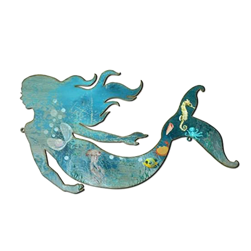 Metal Mermaid Wall Art Rustic Hanging Mermaid Wall Decor Blue Metal Mermaid Decorations Elegant Mermaid Sculpture 22cm Easy to Use