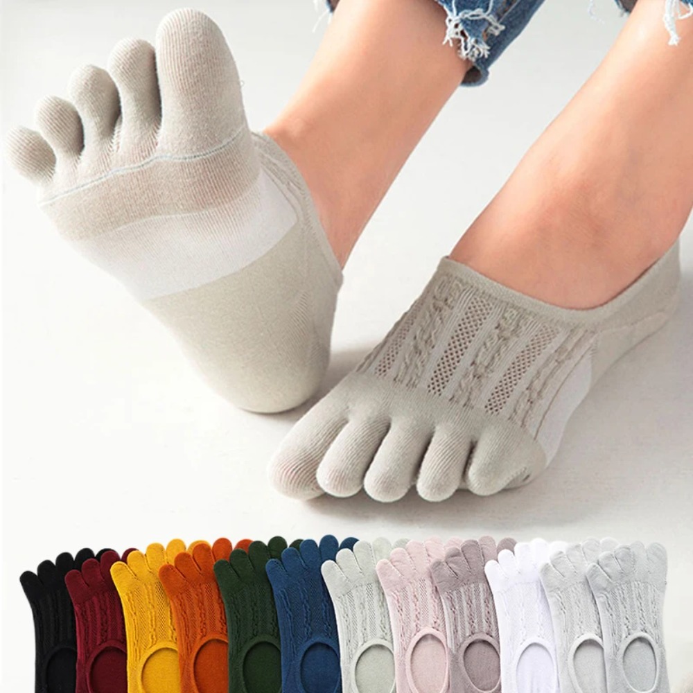 1 Pair New Cotton Women's Socks Invisible Sweat-absorbing Short Boat Socks Breathable Elasticity Five Finger Socks Female