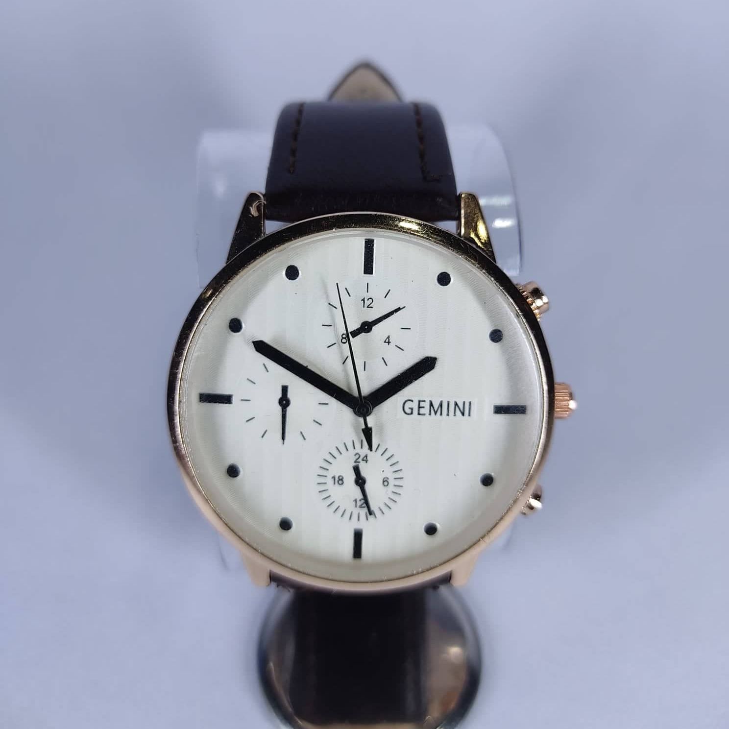 Gemini Round White Dial With Date Function Analog Watch For Men