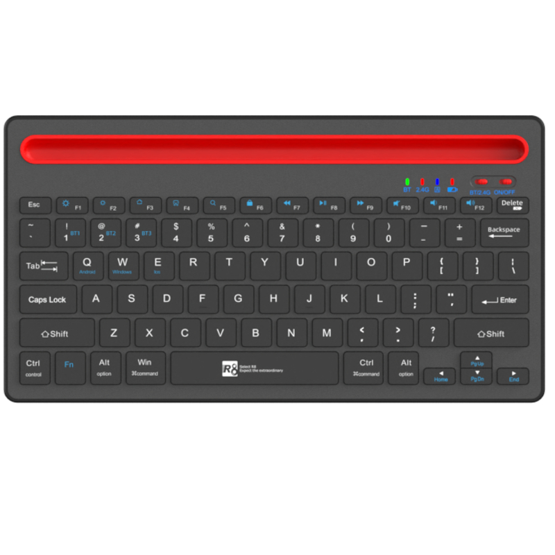 R8 1843 Dual Mode Wireless & Bluetooth Keyboard | Multidevice connectivity | Wireless 2.4GHz | Bluetooth | Rechargeable | Dock Device | Excellent Quality