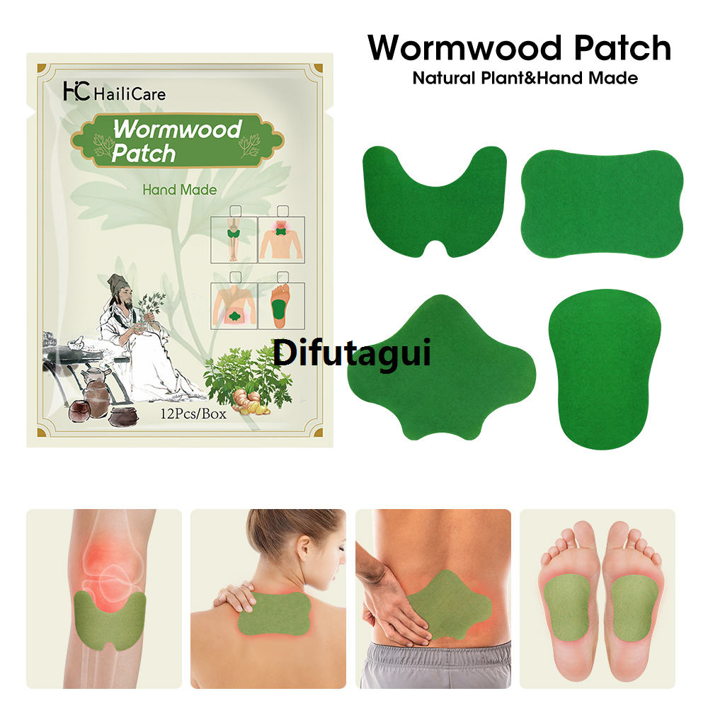Difutagui 12 pcs Moxibustion patch for cervical spine, mugwort knee patch, High Quality mugwort leaf patch, waist and leg joint warm moxibustion patch