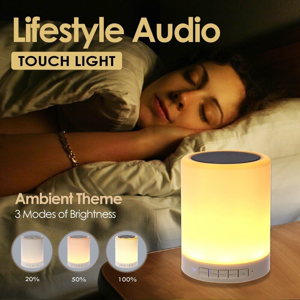 Portable 3 Modes LED Touch Control Night Light With Bluetooth Speaker