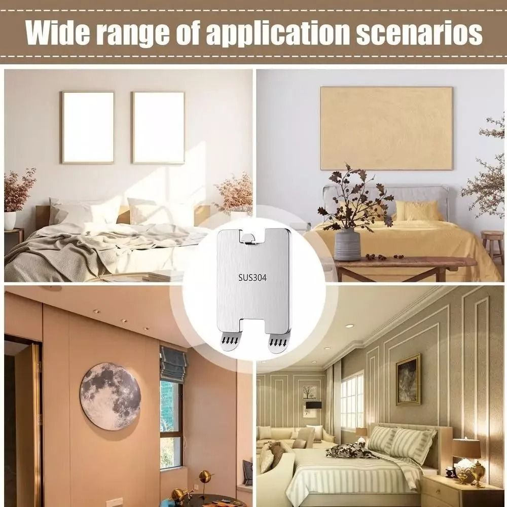 New Stainless Steel Photo Frame Hooks Self-adhesive Strong Picture Hangers No Punching Silver Oil Painting Mirror Picture Frame Hook Living Room