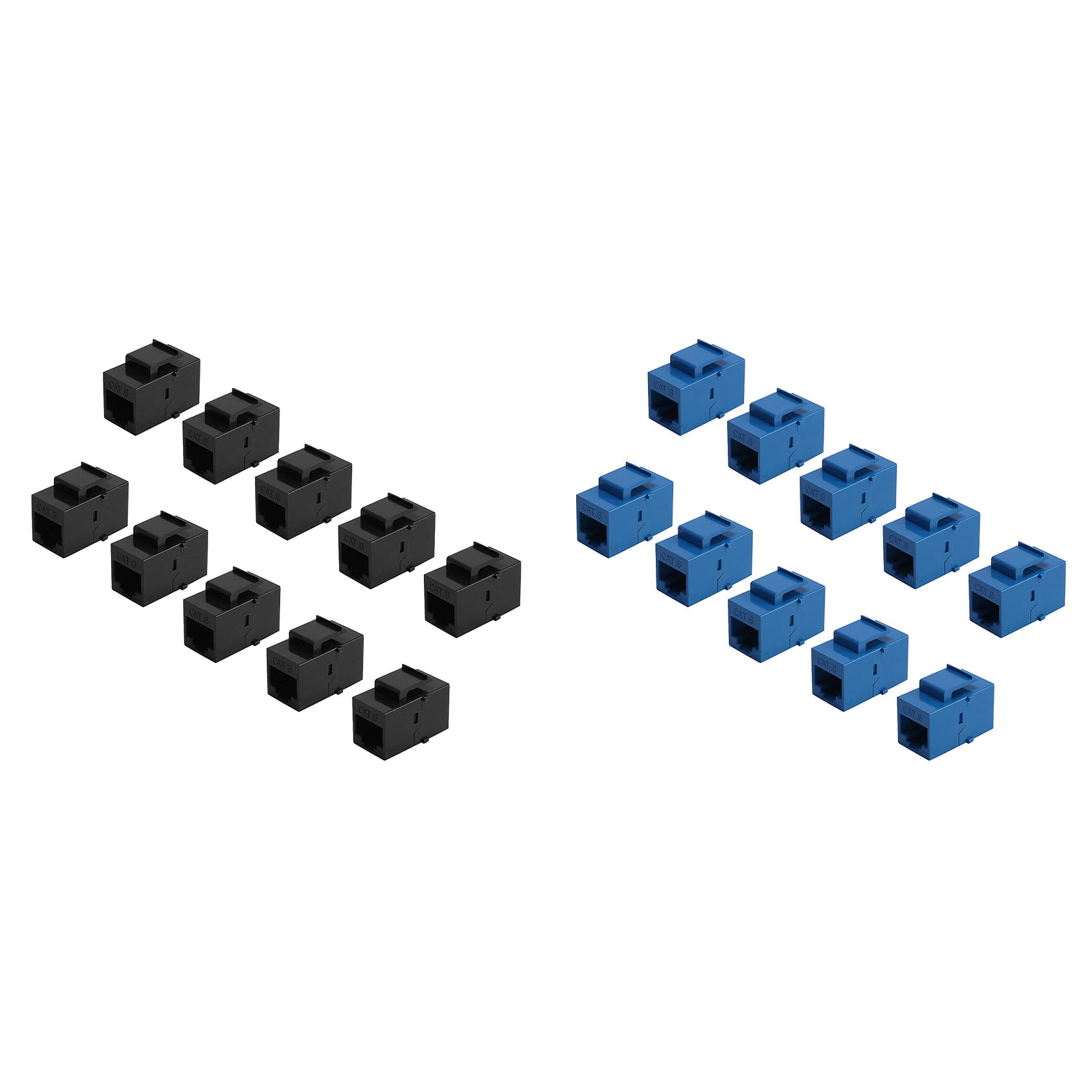 NAMUNY 20Pcs RJ45 Jack Cat6 Extension Coupler Ethernet Network LAN Cat 6 Coupler Jacks Extend Adapter,Blue & Black