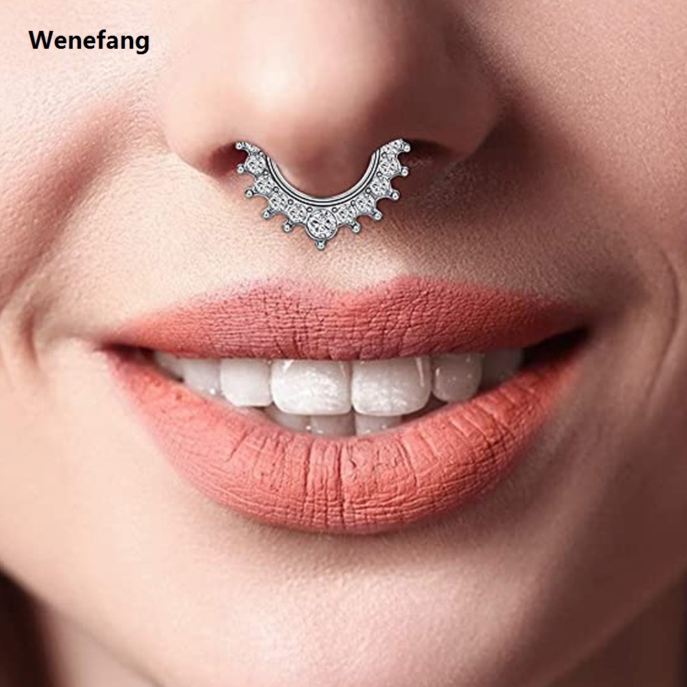 Wenefang WKOUD 1Pcs Septum Rings Hoop Nose Ring Horseshoe Stainless Steel Cartilage Earrings Hoop Helix Tragus Septum Piercing Jewerly