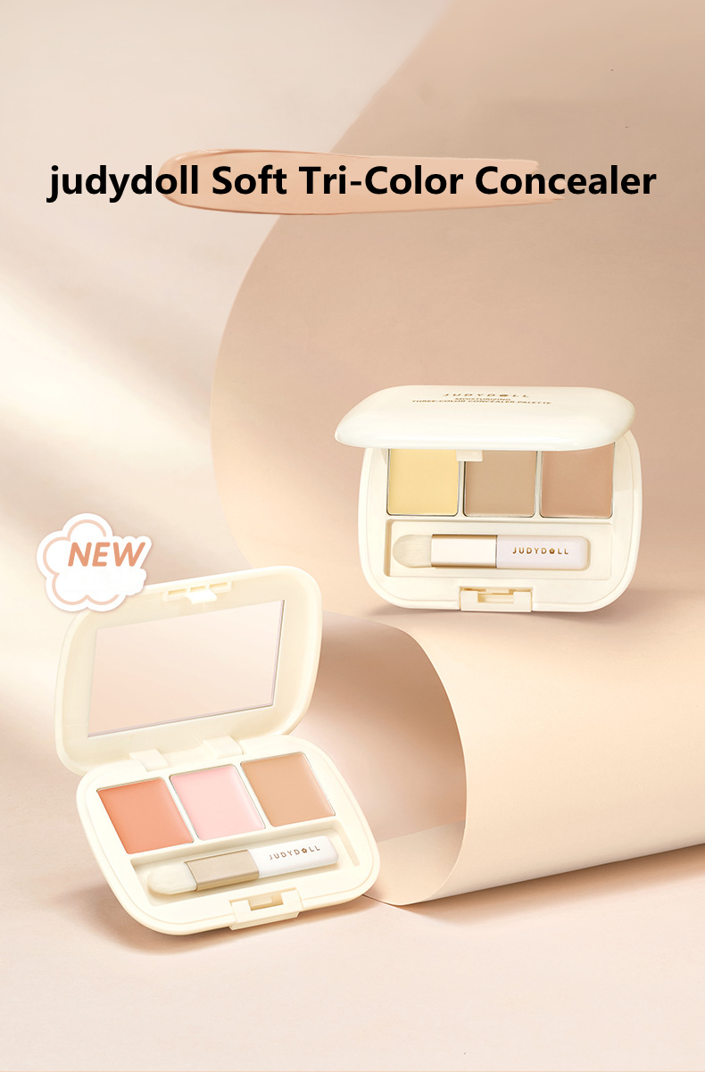 Wenefang Fashion Judydoll Moisturizing Three-Color Concealer Palette High Coverage Waterproof And Sweatproof Long-Lasting Natural