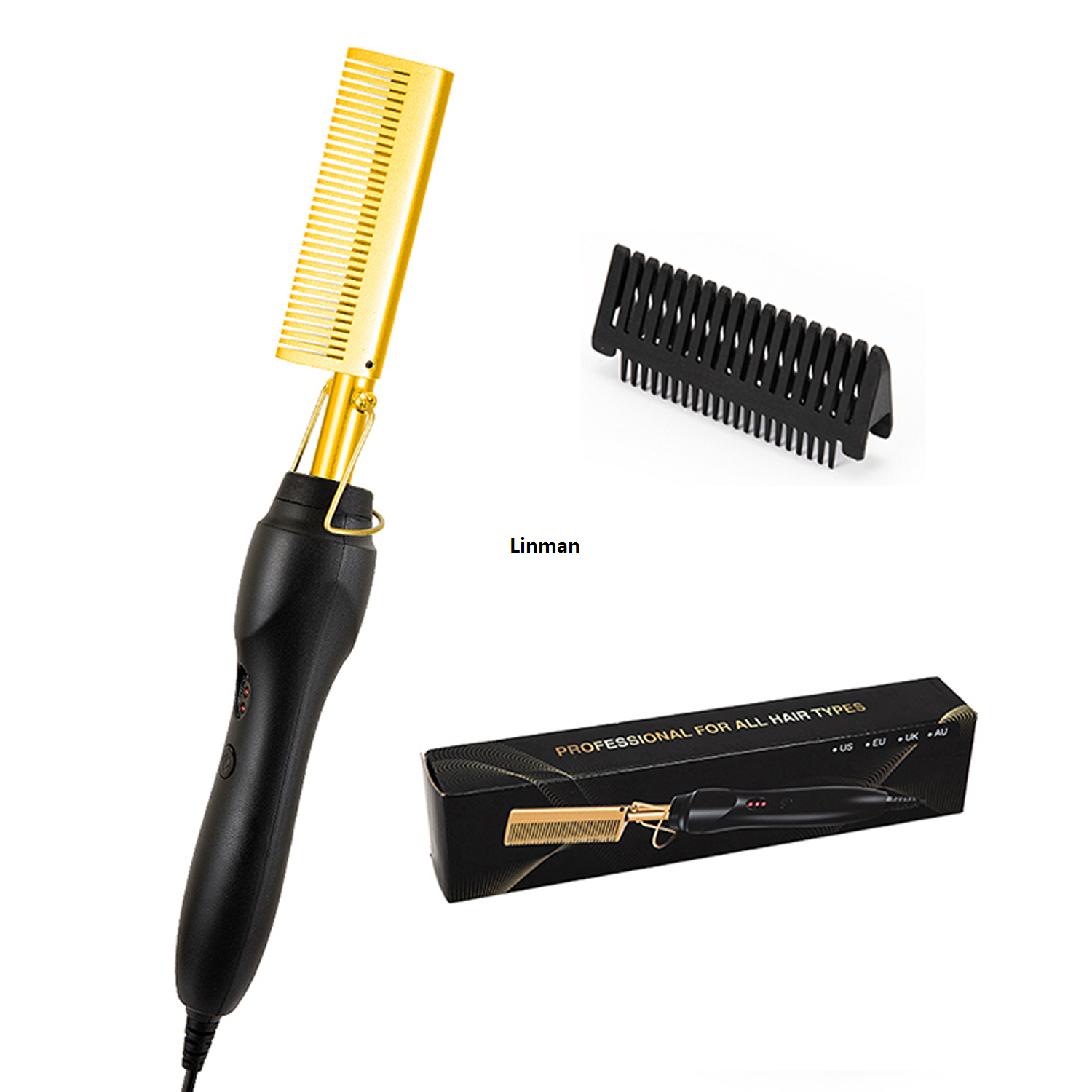Linman Hot Selling 2-In-1 Straight Hair Comb Portable Fast HeatinFifty percent discount g Copper Straight Hair Comb Salon Professional Styling Tool