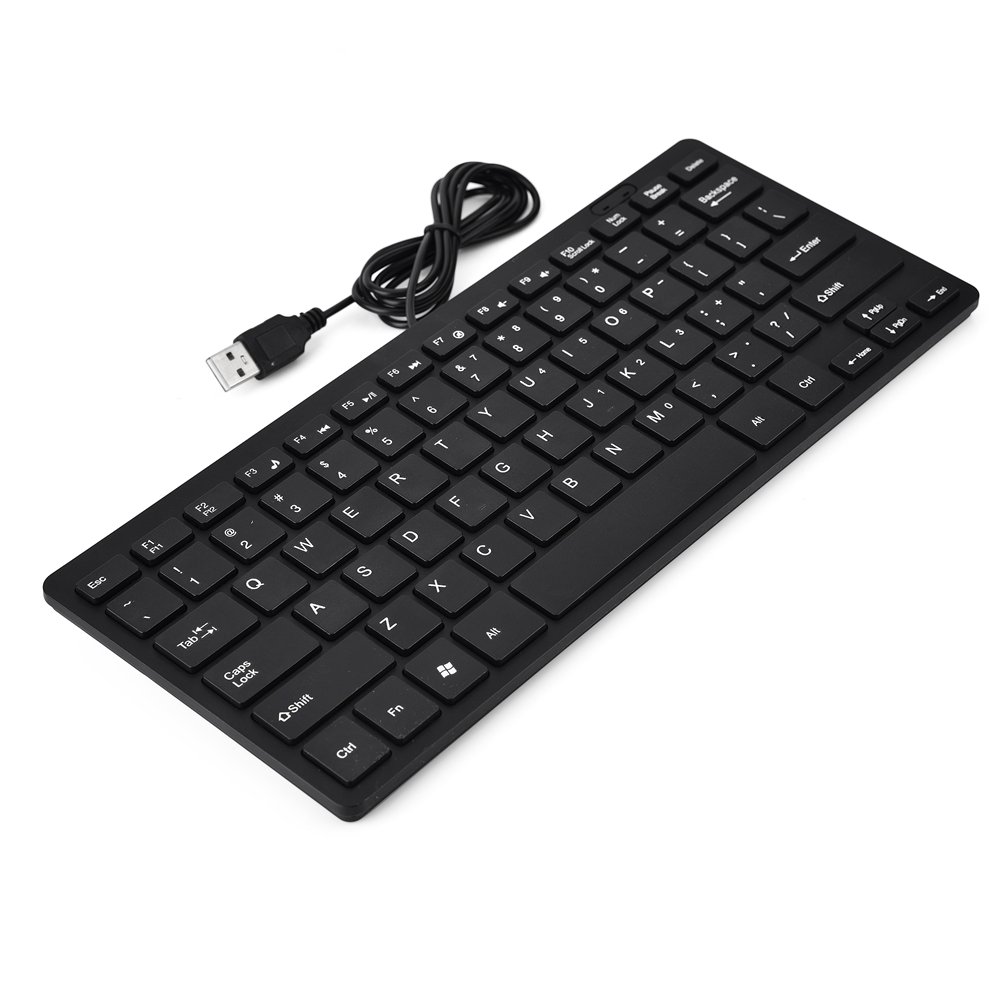 Mini Keyboard, USB Keyboard Portable Ultra Slim Laptop Low Gaming For Home For PC For Office Black