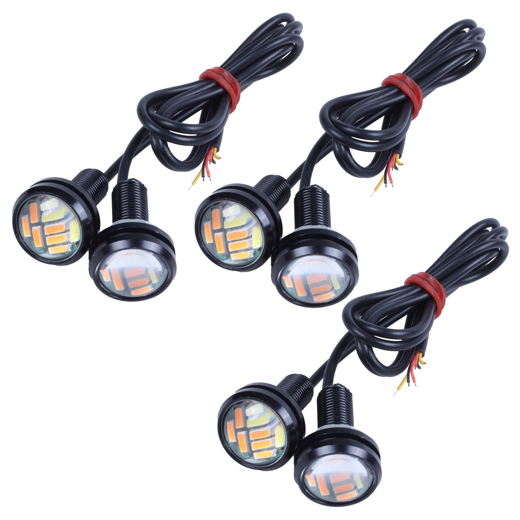 FORIDE 6 Pcs 12V 23mm Dual Color Switchback 4014 12 Led Drl Eagle Eye Daytime Light