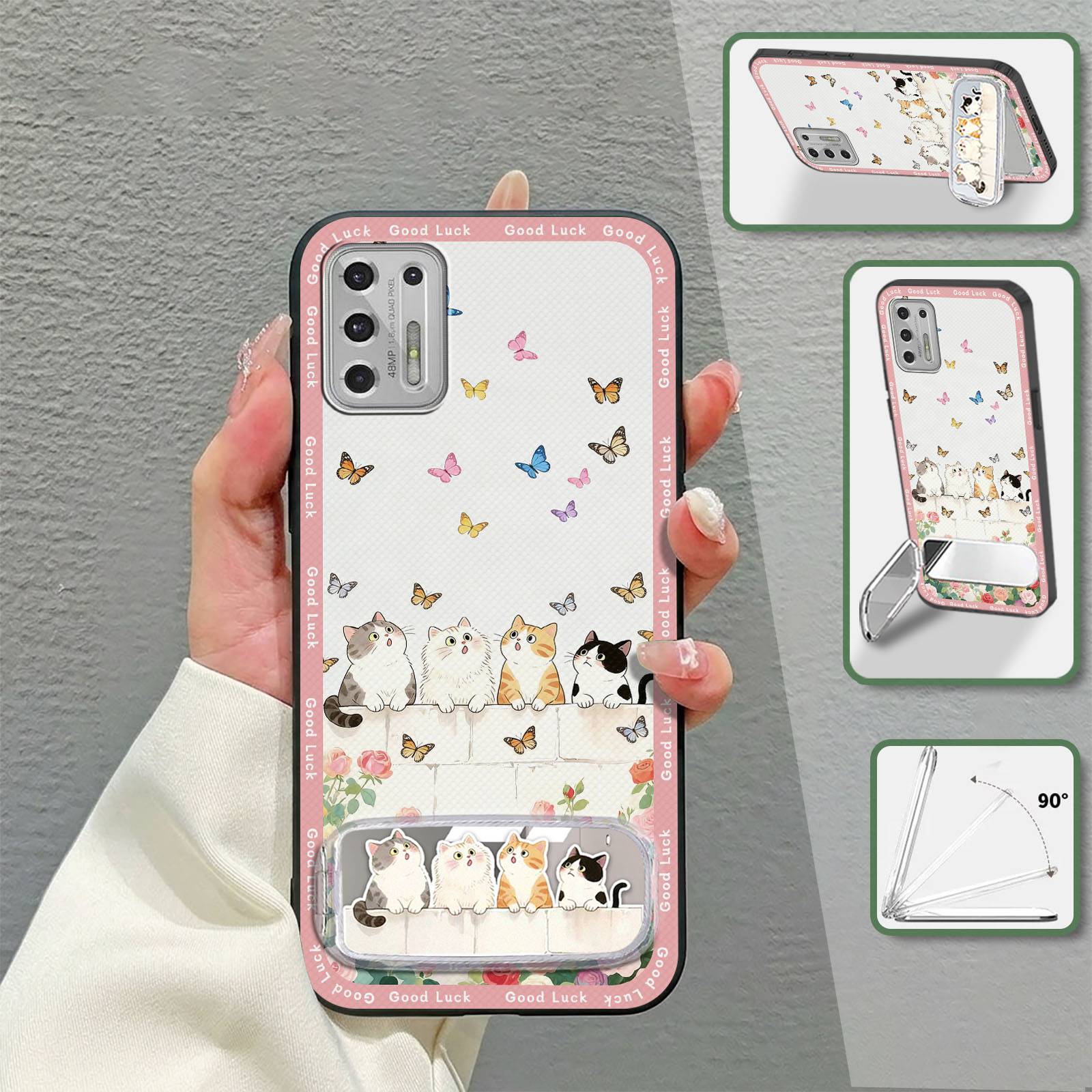3D Makeup Mirror Phone Case For MOTO G Stylus 2021 Durable Fashion Design Back Cover Soft case Silicone Plush Full wrap