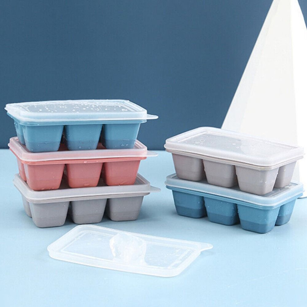 2PCS Kitchen Tool Silicone Reusable Ice Maker Ice Cube Mold Ice Cube Tray With Removable Lids