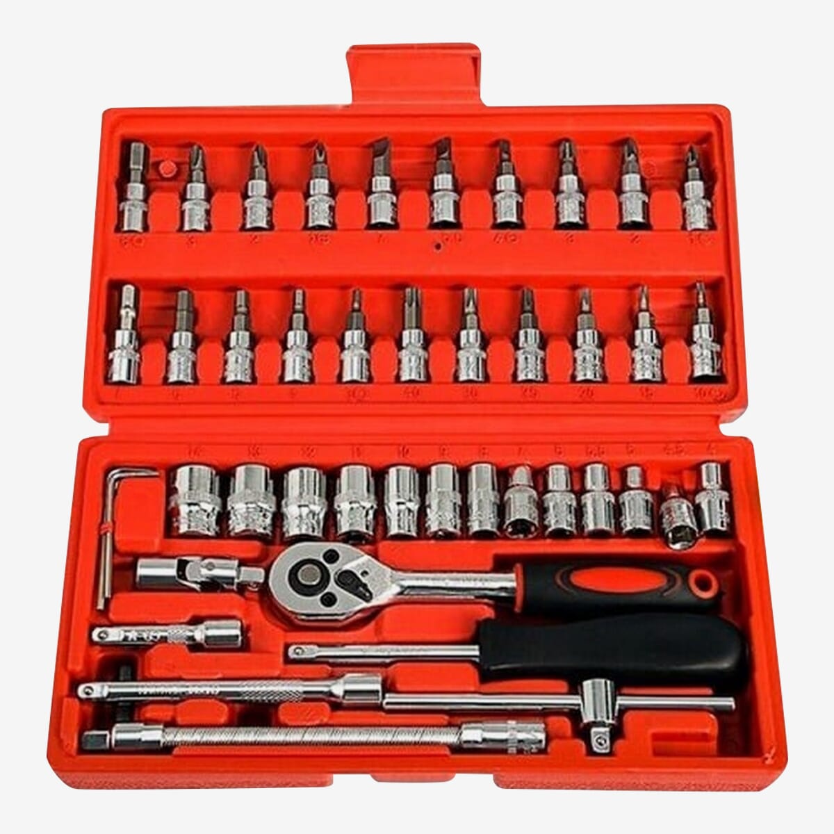 46 in 1 Tool Kit Set with Screwdriver & Socket Set | Multipurpose Repair Tool Kit with Storage Box