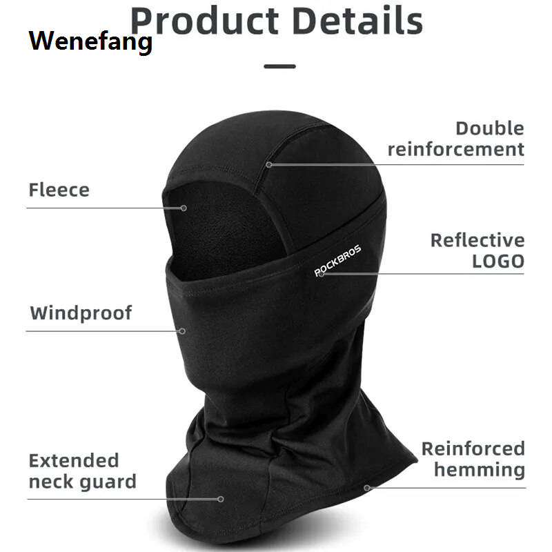 Wenefang ROCKBROS Full Face Mask Warm Winter Scarf Balaclava Helmet Liner New Fishing Skiing Hiking Bike Mask Windproof Breathable Headgear