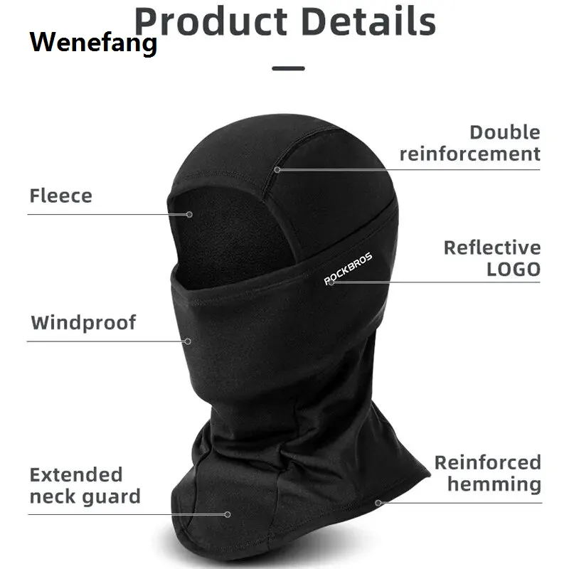 Wenefang ROCKBROS Full Face Mask Warm Winter Scarf Balaclava Helmet Liner New Fishing Skiing Hiking Bike Mask Windproof Breathable Headgear