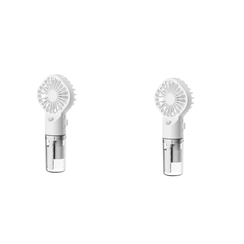 2X Handheld Fan Water Mist Fan Student Dormitory Mini Fan Summer Supplies Outdoor Cooling Tool,White
