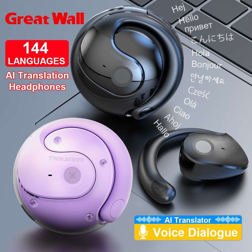 2025 NEW GreatWall NEW AI Real-Time Translation Wireless Bluetooth Earphones 144 Languages Headset Headphones HiFi Stereo HD Call Earbuds