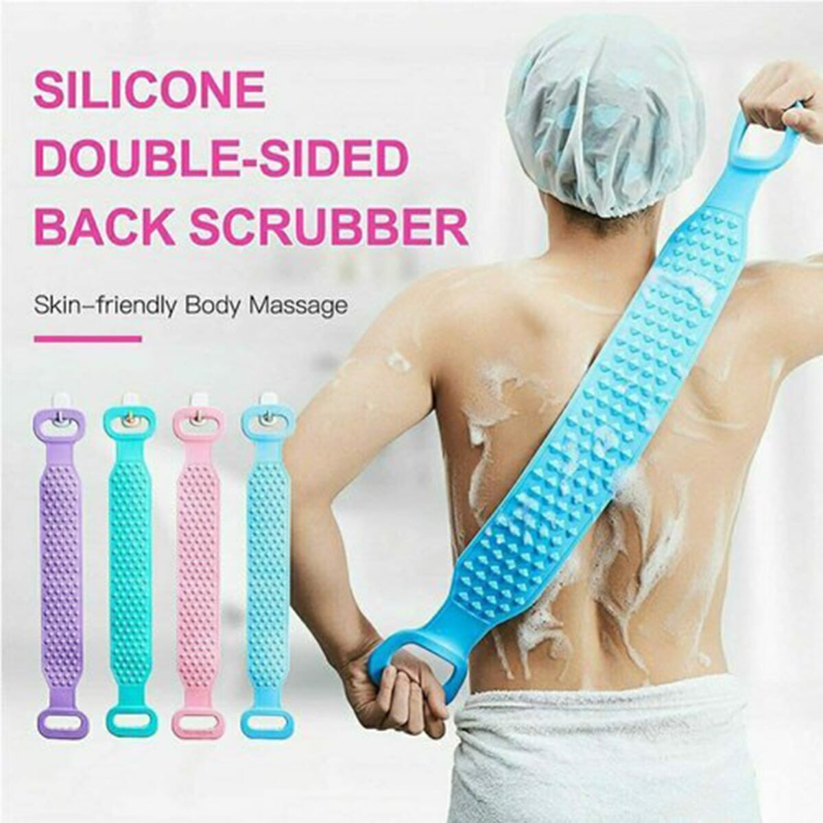 Silicone Double Sided Back Scrubber With Different Scrubbing Texture