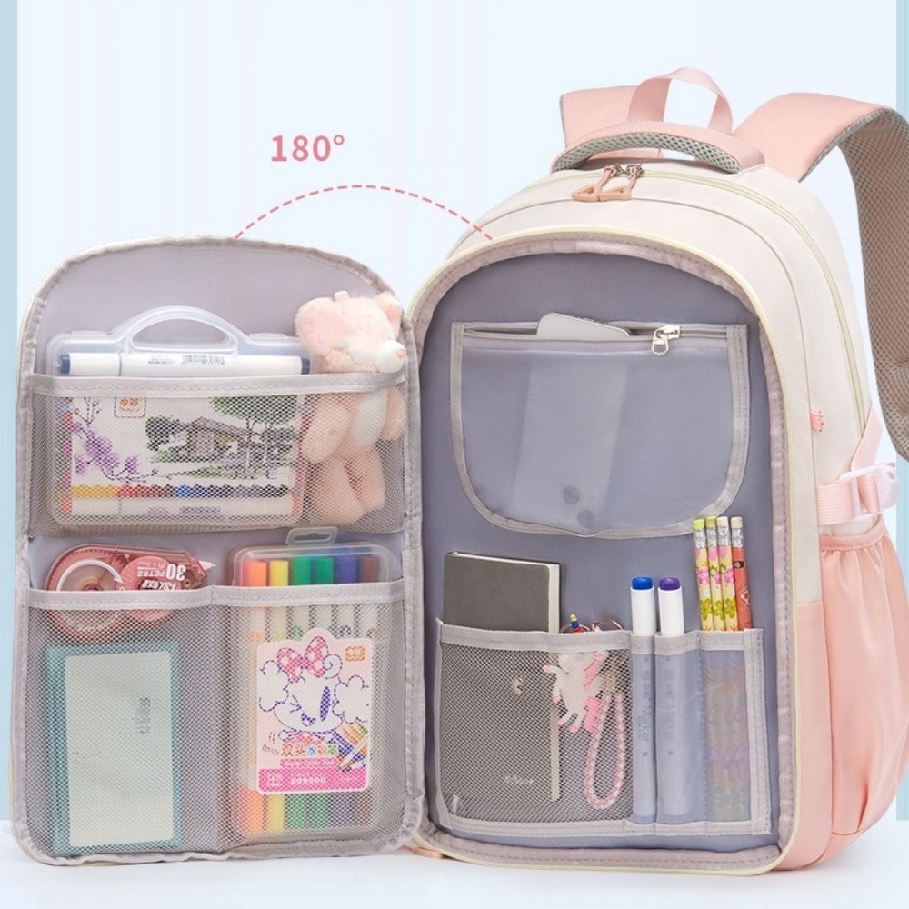Portable Large Capacity School Bag Lightweight Waterproof Student Backpack Stress Relief Shoulder Backpack Junior And High School Girls