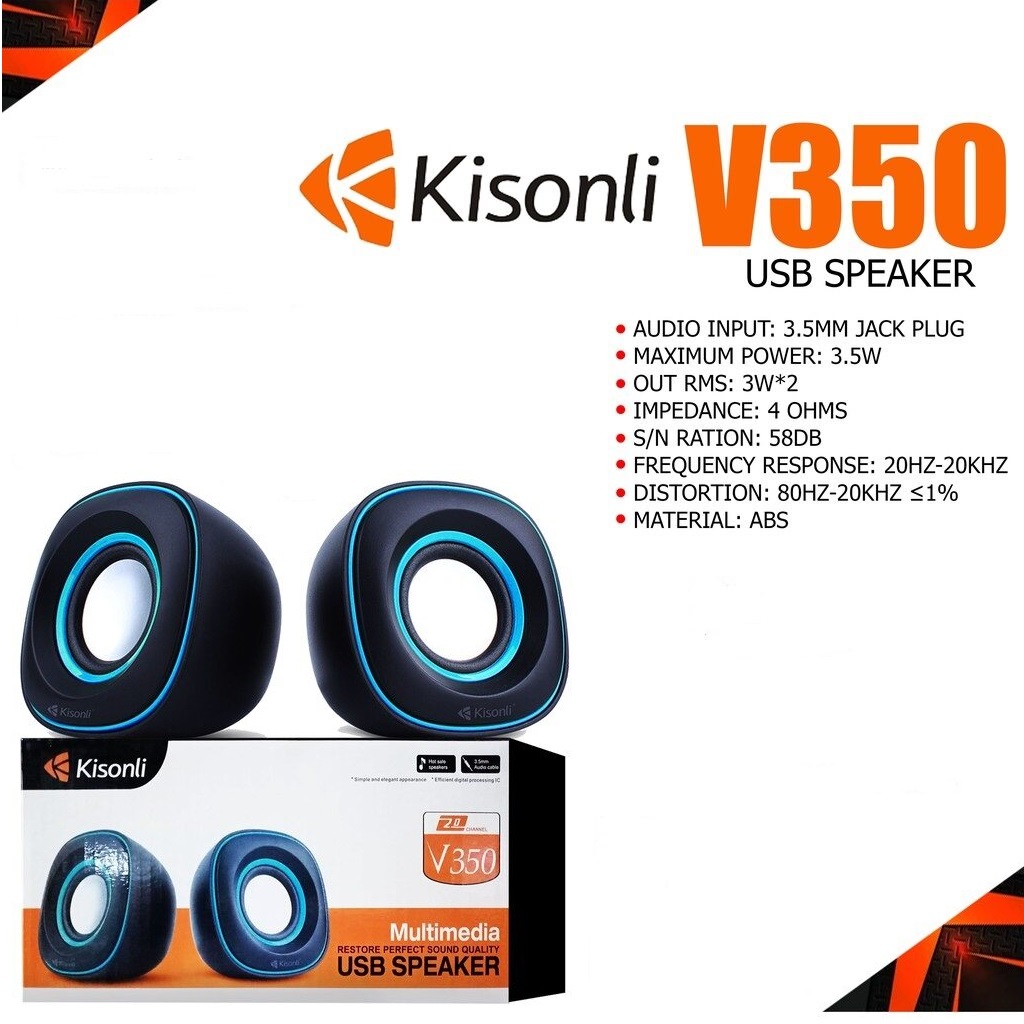 Kisonli V350 Multimedia USB Speaker For PC And Laptops Deep Bass
