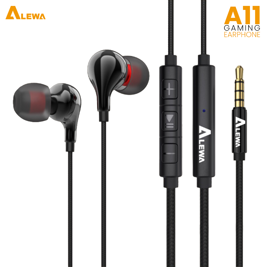 Alewa A11 Gaming Earphone | L+R Synchronized | Super Bass | Braided Strong Wire | Volume Control