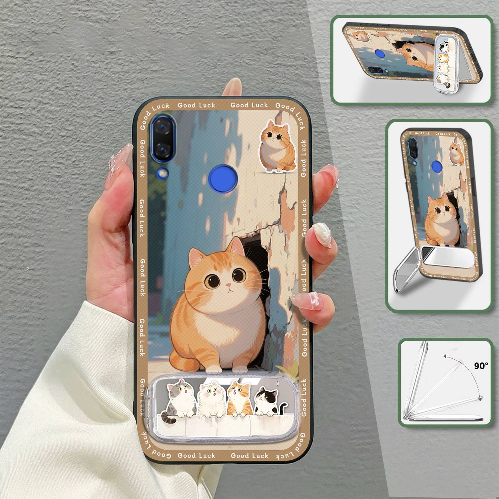 Cloth Patch Anti-dust Phone Case For ZTE Blade A52 Soft case Full wrap TPU Embroidery 3D Back Cover Makeup Mirror Plush