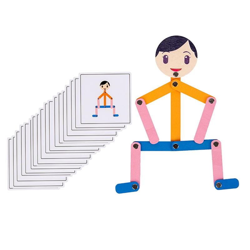 JAERBEE Sport Wooden Man Material DIY Puzzle Toys Educational Game Early Learning Toy for Children Fine Motor Training Boy