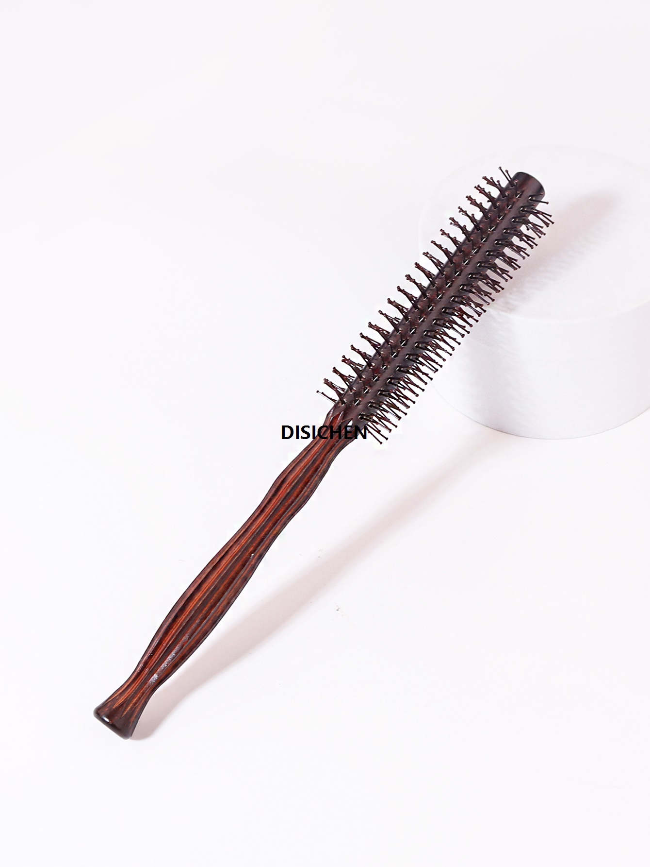 DISICHEN 1PCS wooden curling comb, diamond striped circular anti-static curling comb, hairdresser styling tool Special