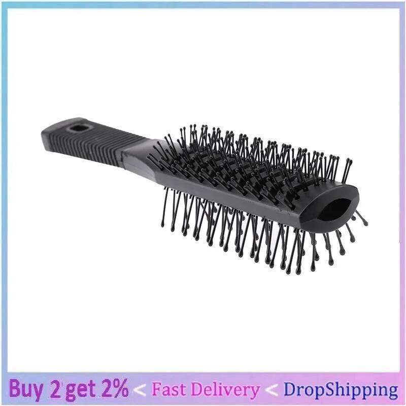 1pc Double Side Massage Black Plastic Anti-tangle Brushes Wide Teeth Hairdressing Brush Double-sided Comb