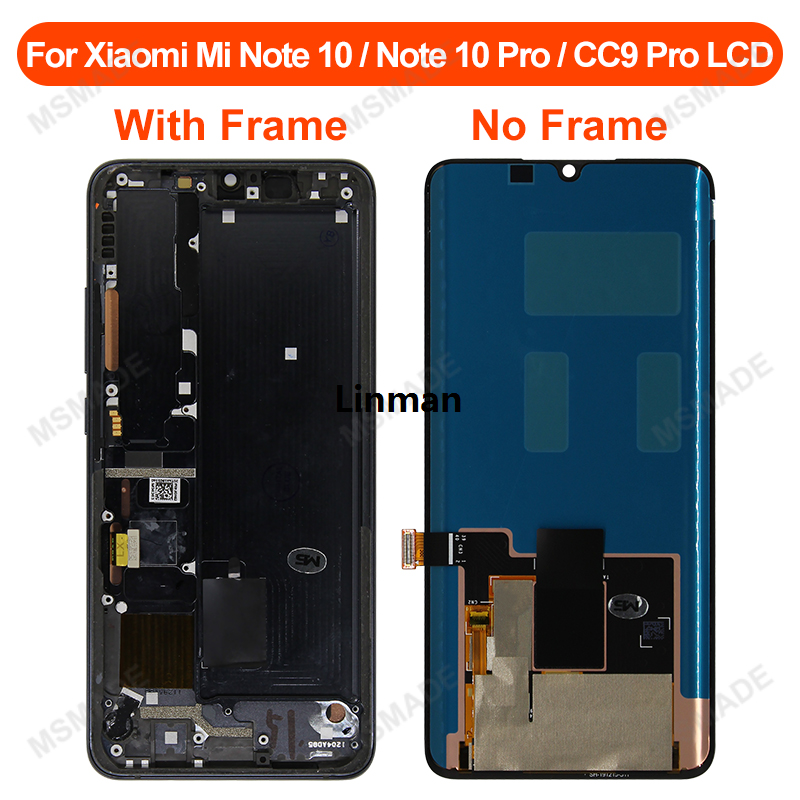 Linman AMOLED LCD Display For Xiaomi Mi Note 10 Lite LCD For Xiaom i Mi note 10 LCD Display LCD Screen Touch Digitizer Assembly
