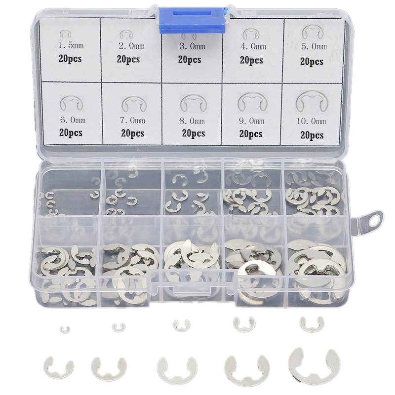 120 PCS 304 Stainless Steel E Clip Washer Assortment Kit for Shaft Fastener M1.5-M10
