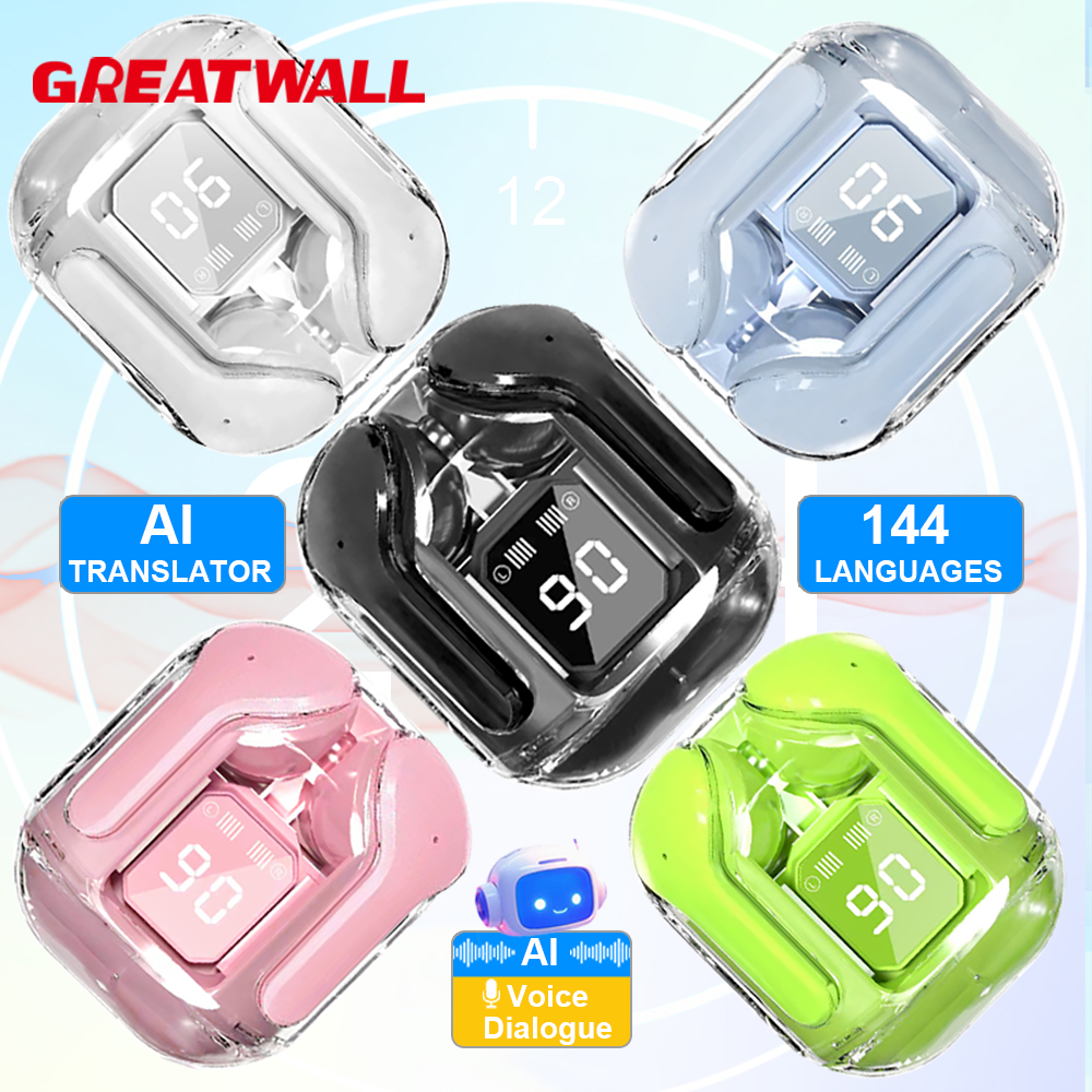 2025 NEW GREATWALL AI Translation Wireless Bluetooth Earphones AI Voice Dialogue Headset TWS Headphones HiFi Music Stereo HD Call Earbuds