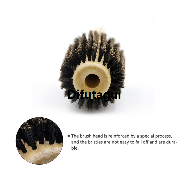 Difutagui Hair salon barber tail round brush size 6 kinds of wooden handle High Quality boar bristles detachable professional hair brush loops