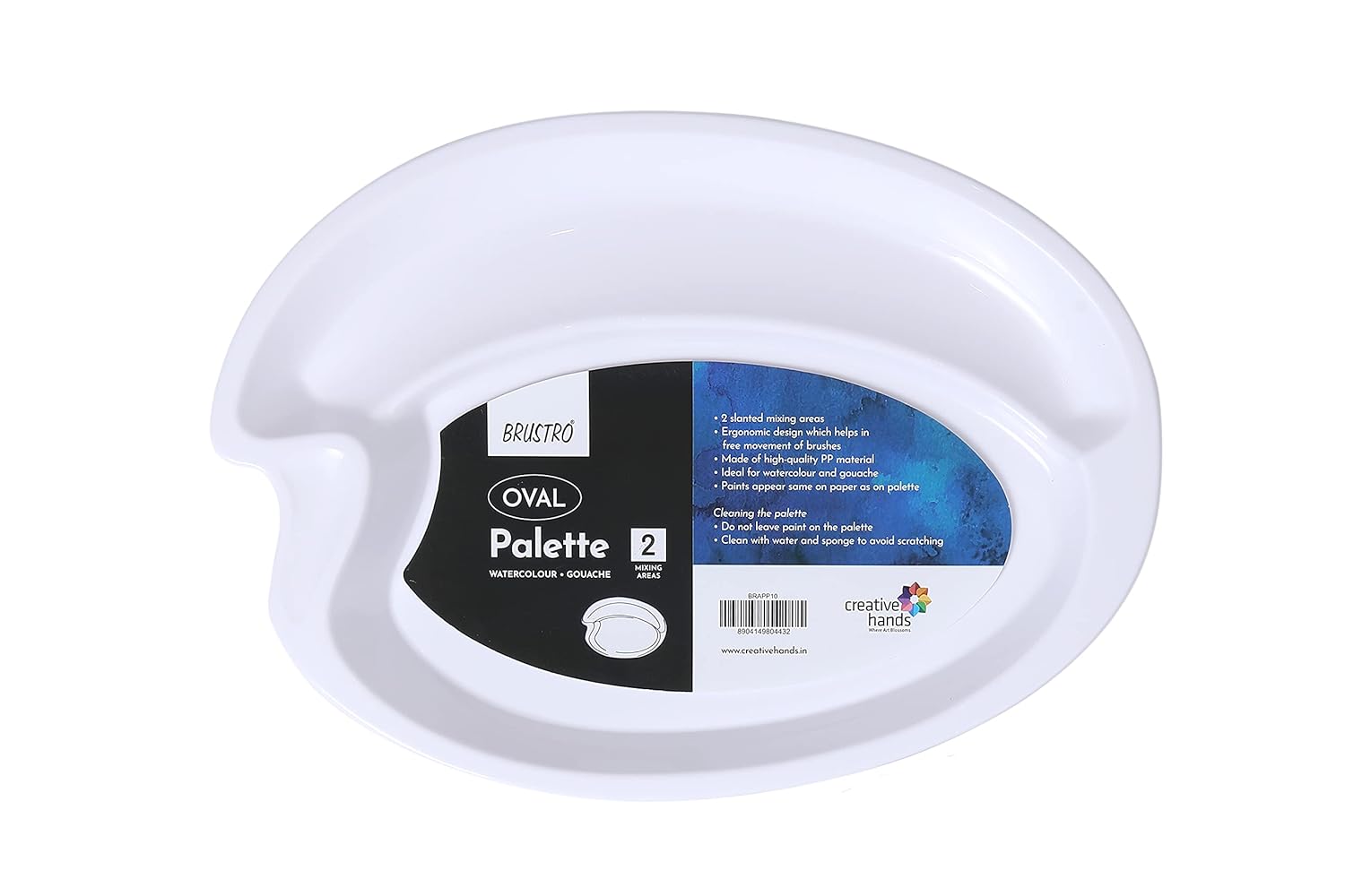 Brustro Artists Small Egg Shaped Peel Off Painting Palette for Watercolour and Acrylic Paint 24x19 cm