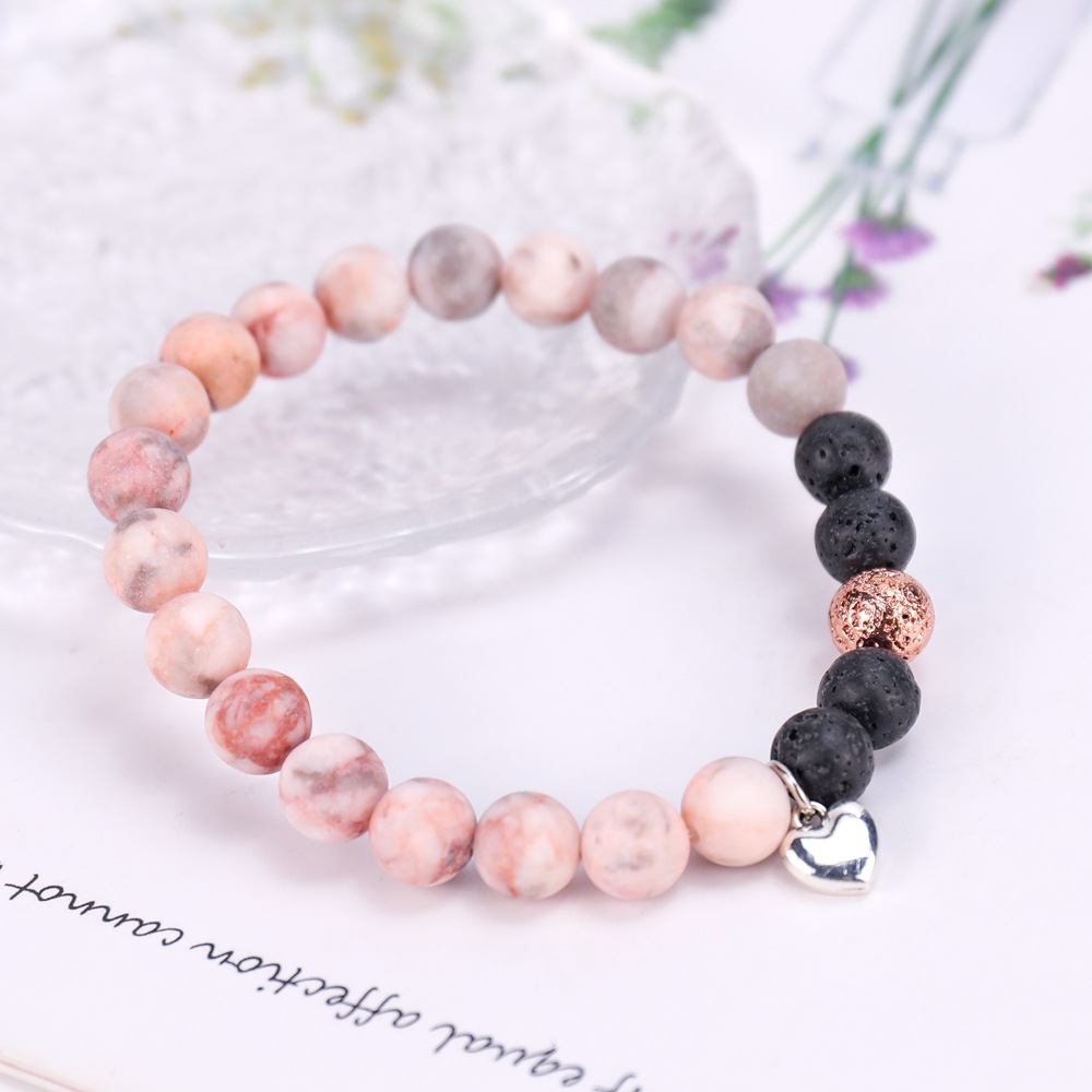 【Top-notch Natural Stone Powder Zebra Bracelet Volcanic Stone Rose Gold Bracelet Handmade for Boys and Girls