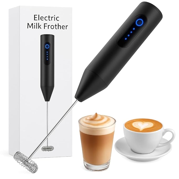Sasto Deals Handheld Electric Milk Frother Whisk Egg Beater Usb Rechargeable Coffee Blender Mixer