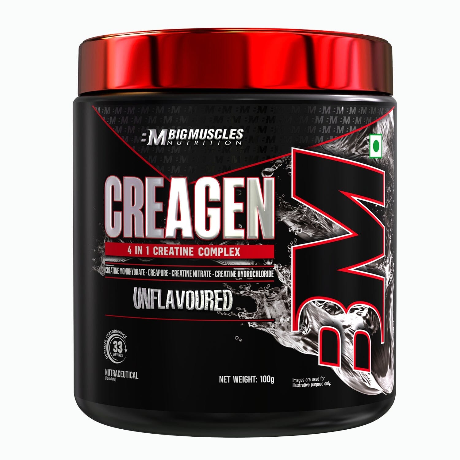 Bigmuscles Nutrition Creagen Creatine 3000mg- 250g (83 Servings) Unflavored With 4 in 1 Creatine Complex