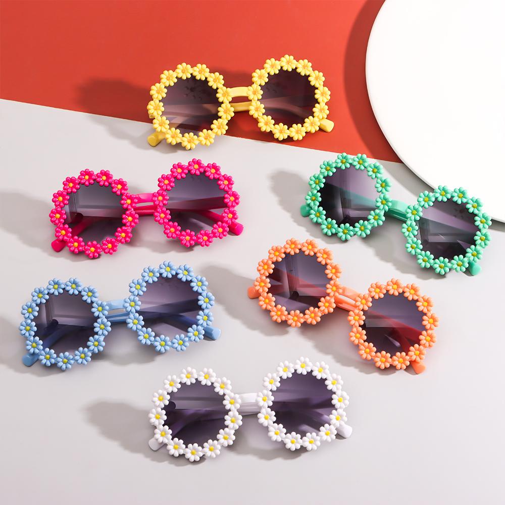 Fashion Disco Festival Party Shades Round Frame Flower Sun Glasses Kids Daisy Sunglasses