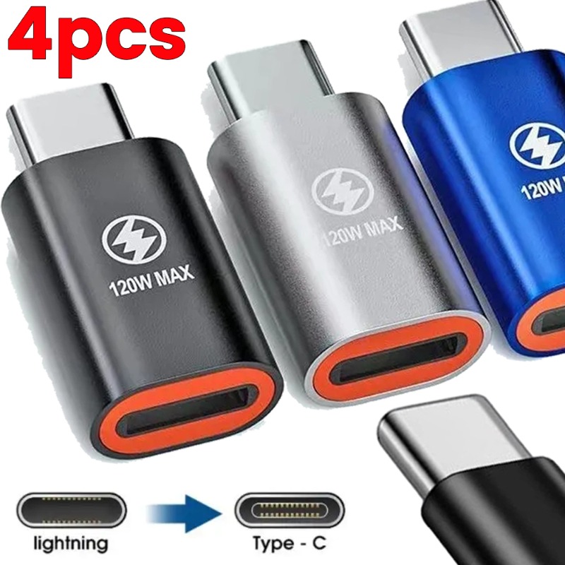 Wenefang 4/1Pcs PD 120W Super Fast Charging Mobile Phone Adapters for iOS Female To Type C Male Converters Suitable for iPhone 15 Pro