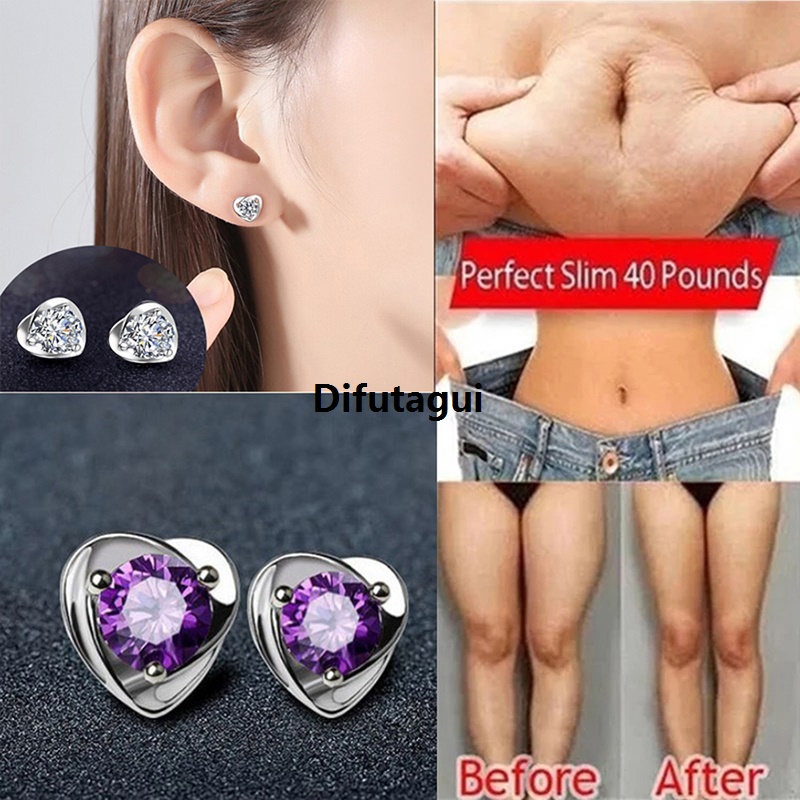 Difutagui 1 Pair Magnetic Slimming Earrings Weight loss Body Relaxation Massage Luxury Slim Ear Studs Patch Health Jewelry Girls Women Best Gift