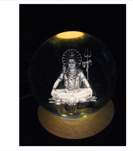 3D Decor Crystal Ball LED Night Light -Lord Shiva