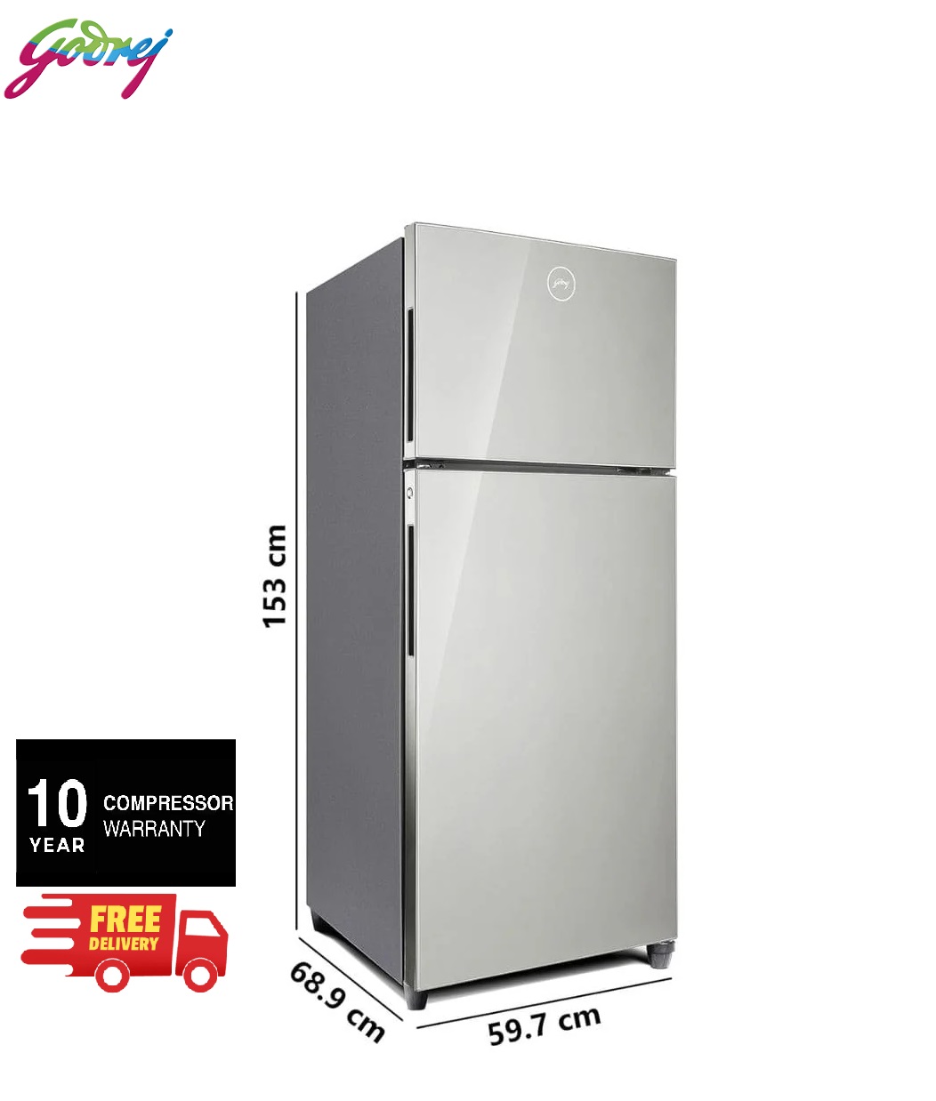 Godrej, RT EONALPHA 270B RI ST GL, 270 Letters 2 Star Inverter Frost Free Double Door Refrigerator, Silver Grey