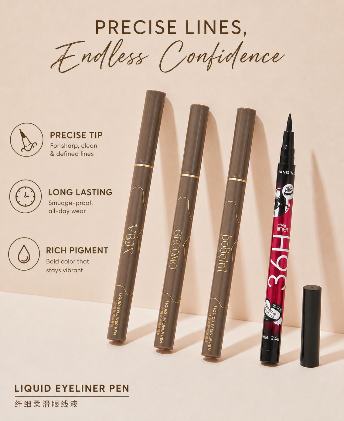 1 Piece Long Lasting Waterproof Ultra Thin Marker Eyeliner Pen - Smooth Precision Eye Liner for Bold & Defined Looks (Bobeini / Vbox / Gecomo) by 111