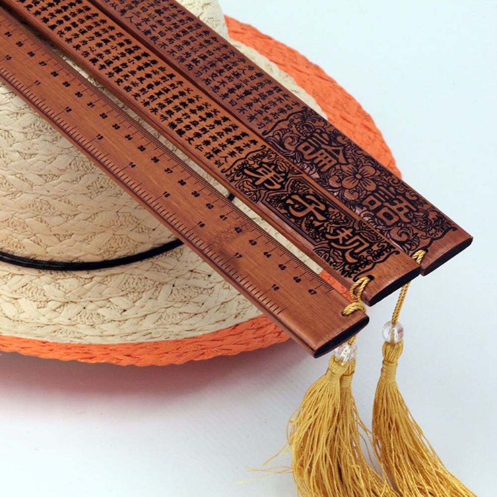 Portable Tourism Crafts Day Gift Teacher's Ruler Student Stationery Ring Ruler Teaching Measuring Tool Disciple Rule Ruler Ruler of Chinese Studies Bamboo Carving Ruler Measuring Drawing Tool