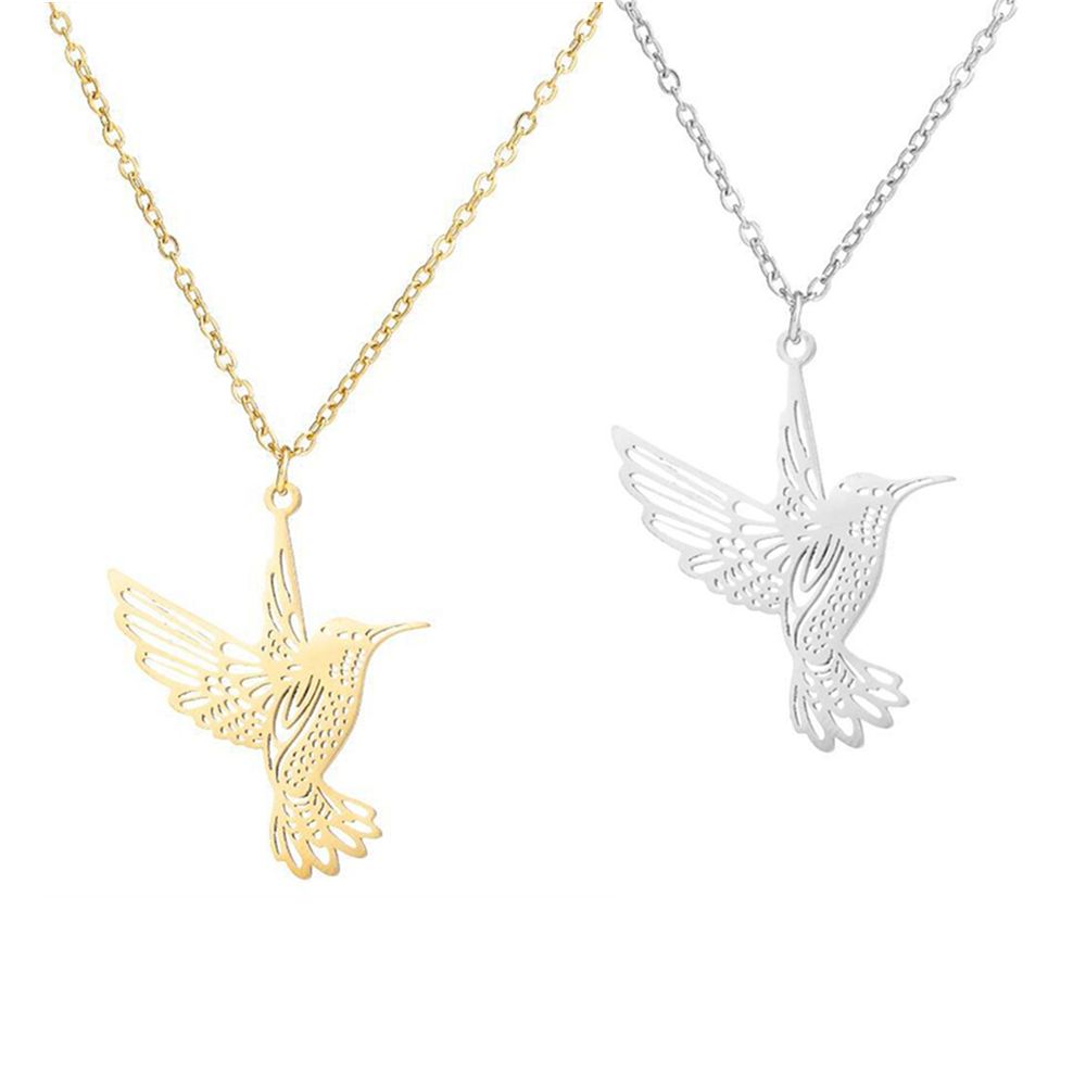 New Gold Silver Bird Pendant Hummingbird Necklace Stainless Steel Men