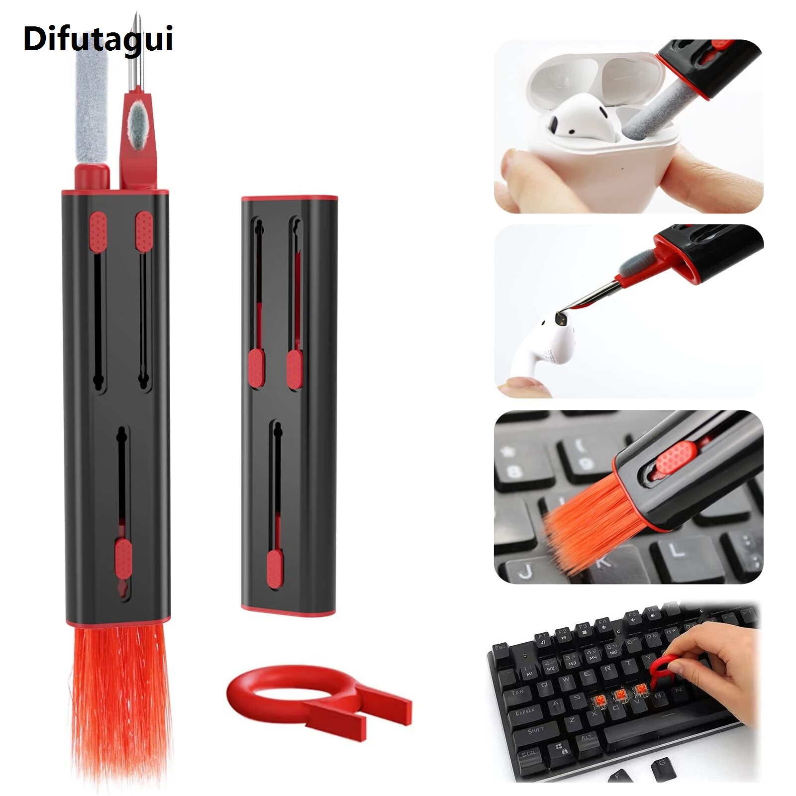Difutagui multi cleaning pen 5 in 1 Keyboard Cleanning Kits with Keycap Puller Bluetooth Earphones Cleaning Pen Earbuds Cleaner for AirPods Pro 1 2 3TOOL Sets