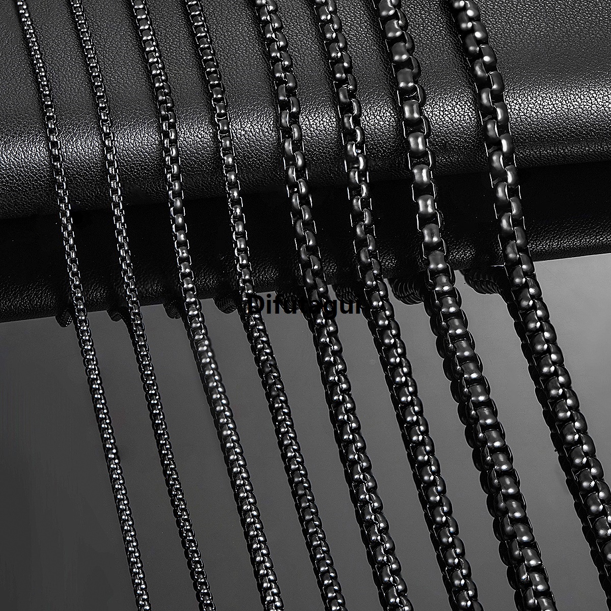Difutagui 1 Piece 2mm/3mm/4mm/5mm Black Color Box Link Chain Classic 【2025 Version】 Curb Necklace Stainless Steel Jewelry for Men Women