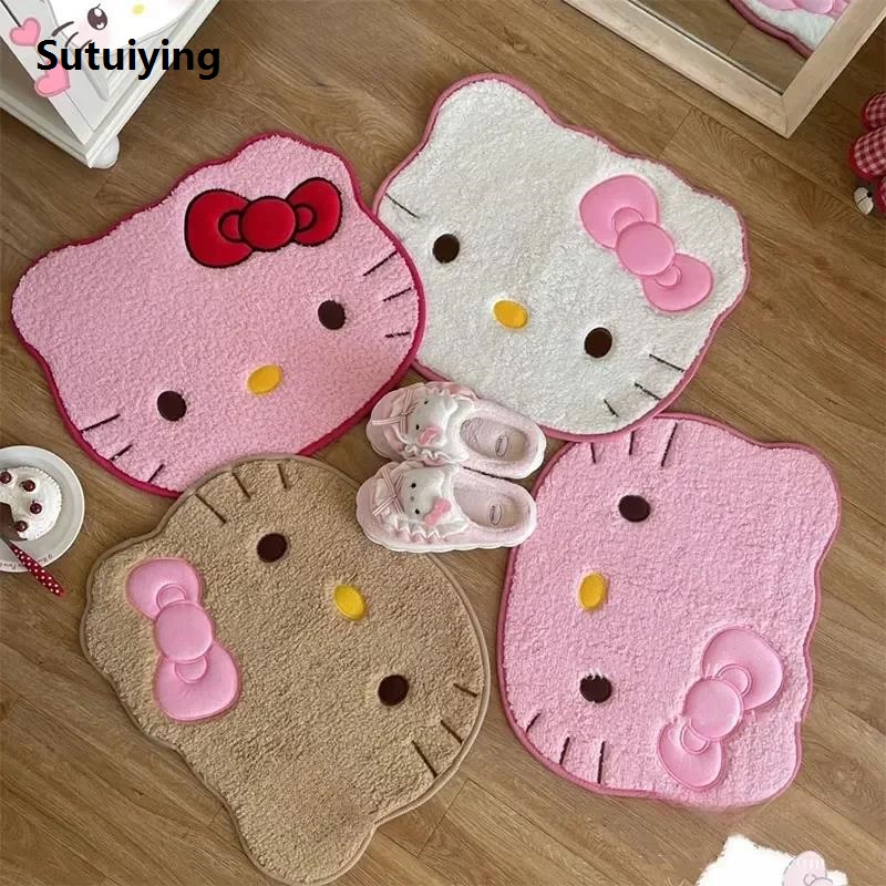 Sutuiying 50*60cm Hello Kitty Bath Mat Anti Slip Bathroom Rug Cartoon Anime 2025 New Bedroom Plush Rug Living Room Cute Floor Mat DoormatDecoration
