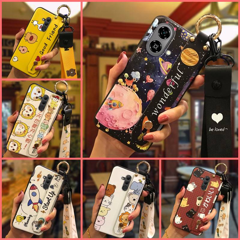 Wristband Fashion Design Phone Case For ZTE Blade A35e 6GB RAM 64GB Phone Holder Durable Wrist Strap Cute Anti-dust Ring