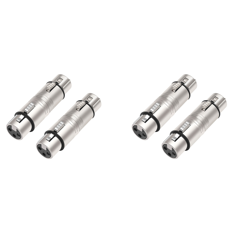 Kqueebee 4 Pack XLR Female to Female, 3 Pin XLR Female to 3 Pin XLR Female Gender Changer Connector for Microphone,Stereo,Mixerr